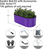 Galvanized Metal Planter Raised Garden Bed Kit for Gardening Outdoor，6x3x2ft Planter Grow Garden Box Raised Flower Bed，Long Vegetable Clearance Herb Raised Garden Beds For Container Gardening