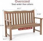 Stoog Outdoor Benches Set of 2, 2-Person Poly Lumber Garden Bench with Real Wood Look, Never Fade & Rust-Proof, All-Weather for Patio, Porch, Deck, and Backyard, Teak