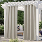 NICETOWN Natural Outdoor Curtains for Patio Waterproof, Thermal Insulated Rustproof Grommet Light Blocking Indoor Outdoor Window Treatment Room Darkening for Gazebo, W52 x L95, 1 Panel