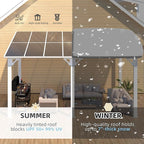 AECOJOY 14' x 8' White Gazebo Outdoor Pergola for Patio, Hard Top Lean to 8x14 Gazebo Shelter Pergolas and Gazebos Clearance with Patio Roof, Large Wall-Mounted Heavy Duty Awnings for Backyard