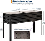 Galvanized Raised Garden Bed with Legs&Water Storage - 50×32×17 in Metal Planter Box, Outdoor Raised Garden Beds Gardening, Durable Planter Raised Beds, Sturdy Planters for Outdoor Plants (Black)