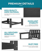 Ciokea HDPE Outdoor Dining Table with Umbrella Hole,66" Rectangle Patio Table for 6,All-Weather Outdoor Patio Furniture Set for Garden Backyard,Black