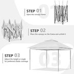 GDY 11x11 Pop Up Canopy Tent, Outdoor Canopy with Netting, Outdoor Gazebo for Backyard, Tent with Hand Bag, White.
