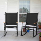Shintenchi Outdoor Rocking Chairs Set of 2,Upgraded High Back Patio Rocking Chair Set,Breathable Textilene Fabric Outdoor Rocking Chair for Porch,Patio,Garden,Balcony,Black