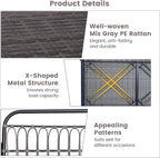 Tangkula Outdoor Wicker Porch Swing, 2-Person Hanging Seat with Seat & Back Cushions, Heavy-Duty Metal Frame & 2 Sturdy Hanging Ropes, Wicker Woven Swing Loveseat for Front Porch
