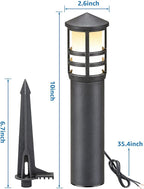 SUNVIE 4-Pack Low Voltage Pathway Lights 3W 3000K 12-24V LED Landscape Bollard Path Lights with Connectors CRI 90+ Aluminum Outdoor Landscape Lighting for Walkway Yard Garden, ETL Listed Cord