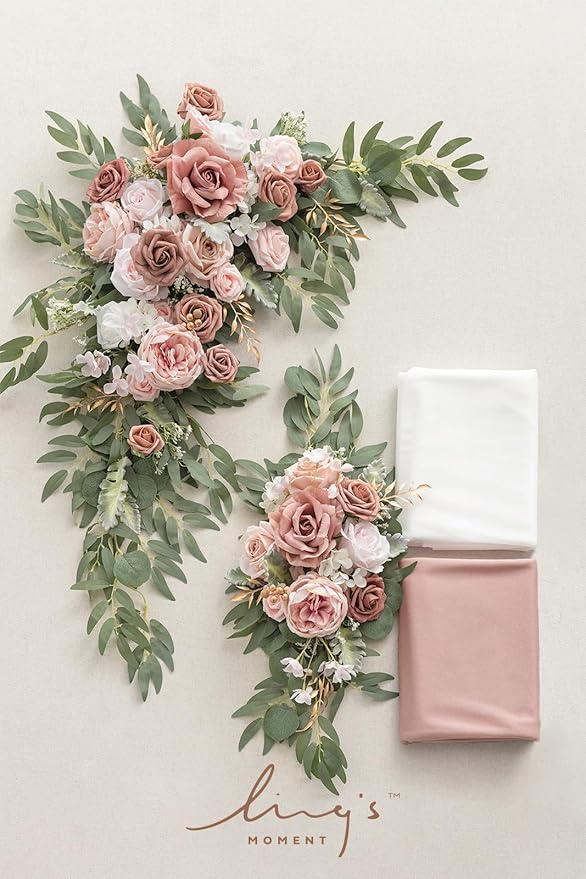 Artificial Flowers Wedding Arch Kit, Dusty Rose and Cream, 4 Pieces