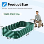 Quictent Galvanized Raised Garden Bed Kit, 8x4x1.5 ft Oval Metal Planter Box Tall for Vegetables Outdoor Backyard, Strengthened by Crossbar, Dark Green