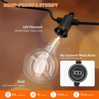 String Lights 150FT Outdoor, 72 Shatterproof G40 Bulbs, IP65 Waterproof