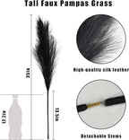 Artificial Pampas Grass Stems, 8 Pack 35 Inch Black Silk Plumes