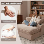 67" Oversized Chaise Lounge Chair Indoor, Soft Boneless Cloud Couch with 3 Pillows, 4 Side Pockets and 2 Cup Holders, Comfy Corduroy Sleeper Couch for Living Room Bedroom