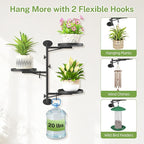 iDavosic.ly Rotating Window Plant Shelves, 3-Tier Metal Wall Stand with 2 Hooks, Flower Display Holder Rack for Living Room, Space Saving, Modern Black (Pots/Chains/Plants Not Included)