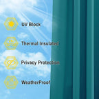 NICETOWN Outdoor Patio Curtains Waterproof 84 inches Long, Rustproof Grommet Gazebo Curtains Thermal Curtains Indoor Outdoor Window Drapes for Porch/Pergola, Peacock Teal, W52 x L84, 1 Panel