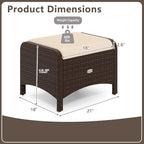 RELAX4LIFE Wicker Outdoor Ottomans for Patio - Set of 2 Rattan Footstools w/Removable Cushions, Multipurpose Outside Foot Rest, Side Table & Additional Seating for Porch Garden Backyard (Beige)