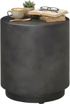 HOMCOM Round Side Table, Lightweight Accent Table with Concrete Finish, End Table with 4 Adjustable Feet for Indoor, Outdoor, Dark Gray
