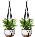 Macrame Plant Hanger - Fits 6 to 15 inches Pots for Indoor Outdoor, 43 Inch, Set of 2, Black (POTS NOT Included)