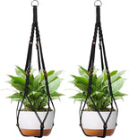 Macrame Plant Hanger - Fits 6 to 15 inches Pots for Indoor Outdoor, 43 Inch, Set of 2, Black (POTS NOT Included)