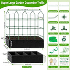 Large Cucumber Trellis for Climbing Plants Outdoor with Grow Bag,67" Tall Metal U-Frame Plant Trellis for Raised Bed with Garden Netting and Plant Clip Plant Ties for Vegetables Tomatoes Squash Pea