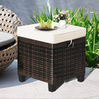 Tangkula 2 Pieces Outdoor Patio Ottoman, All Weather Rattan Wicker Ottoman Seat, Patio Rattan Furniture, Outdoor Footstool Footrest Seat w/Removable Cushions