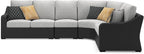 Signature Design by Ashley Beachcroft Curved Modern 4-Piece Outdoor Sectional with Cushion and 6 Throw Pillows, Light Gray