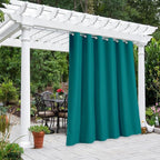 NICETOWN Outdoor Curtain for Patio Waterproof Extra Wide 84 inch, Sun Blocking Vertical Blinds Thermal Insulated Stainless Grommet for Front Porch/Gazebo/Lanai, Peacock Teal, 1 Piece, 84 inch L