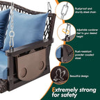 Upgraded Wicker Hanging Porch Swing Heavy Duty 900 LBS 3-Seat Outdoor Patio Swing Chair Bench for Adult w/ 8.9ft Hanging Chains Cushions and Cup Holder