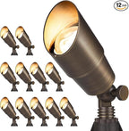 Gardencoin Solid Brass Outdoor Landscape Spotlights, 12V LED Low Voltage Landscape Lights for Garden and Yard, Bronze Heavy Duty Up Lighting Fixture Without Bulb, 12 Pack
