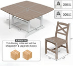 Outdoor Dining Set, HDPE 9-Piece Patio Table and Chairs Set, All-Weather Outdoor Dining Table Set for 8 with Umbrella Hole, Durable Patio Furniture Set with Chairs,White Brown