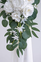 Artificial Flowers Wedding Arch Kit, White and Ivory, 26 Ft Drape