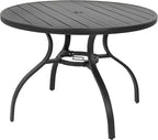 NUU GARDEN 41" Round Metal Outdoor Patio Dining Table for 4, All-Weather Slatted Outdoor Table with 1.57" Umbrella Hole and Adjustable Feet for Lawn Garden Backyard, Black