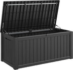 Outdoor Storage Box, Resin Deck Boxes Indoor and outdoor, Waterproof Storage Box Lockable Lid (Black,150 Gallon)