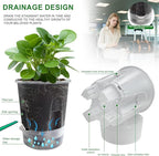 Cdd's Path Upgraded 5-Pack 6 Inch Naked Root Planter Self Watering Pots Set, Plant Pots with Holes for Indoor/Outdoor Plants with Watering Hole/Reservoir and Air Pipes, Clear