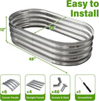 Galvanized Raised Garden Bed for Outdoor: 4x2x1ft Durable Metal Vegetable Plant Container Kit - Oval Planter Box for Gardening Flower Trough