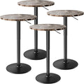 Flamaker Round Bistro Pub Table 23.6 Inch Height Adjustable 360° Swivel Bar Table Metal Base for Pub, Dining Room, Party (4, Marble-Black)