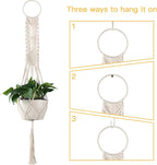 Cuttte Macrame Plant Hanger, Indoor Outdoor Hanging Planter Basket, Hanging Plant Holders, Decorative Macrame Hangers, 4 Legs 43.3 Inch, Cream Color, Boho Decor