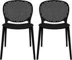 2xhome Set of 2 Patio Dining Chairs | Modern Stackable Outdoor Pool Side Chair | Weather Resistant Plastic for Yard, Porch, Balcony, Kitchen, Black