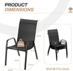 TLSUNNY Patio Chairs, Stackable Textilene Outdoor Dining Furniture for All Weather, with 17.7″ Wide Seat & Metal Frame, for Garden, Backyard, Deck, Restaurant, Poolside (6, Black, 26.4″)