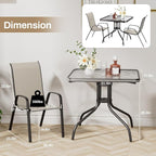 TLSUNNY Patio Dining Set 5 Pieces, All Weather Outdoor Furniture W/30"X 30" Table and 4 Stackable Textilene Chairs, Metal Table and Chairs for Patio, Lawn, Garden, Poolside, Backyard (Beige)