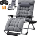 Homall Oversized Zero Gravity Chair, 32In Recliner Lounge Chair with Removable Soft Cushion and Cup Holder, Adjustable Anti Gravity Chair Folding Patio Chairs Padded for Indoor and Outdoor, Grey