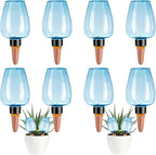 8 Pcs Plant Watering Globes Self Watering Planter Insert Plants Top Fill Water Device Plastic Water Bulbs Slow Release Terracotta for Plants, Blue
