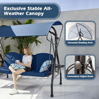 800LBS Patio Swing with Canopy 3 Seat Outdoor Porch Swing with Stand w/Cup - Image 5