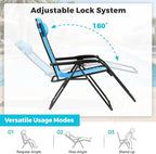 Homall Zero Gravity Chair Patio Folding Lawn Outdoor Lounge Gravity Camp Reclining Lounge Chair with Cup Holder Pillows for Poolside Backyard and Beach Set of 4 (Sky Blue)