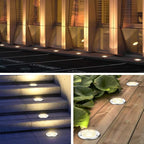 LED Landscape Lights, 12 Pack 7W Ground Lights With 24 Connectors, Low Voltage In-Ground Well Pathway Lighting, Warm White, Waterproof for Driveway, Deck, Step, Garden