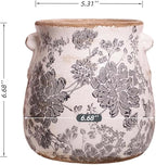 6.68in. Tuscan Planter & Room and Home Decor, Decorative Vase, Indoor/Outdoor Ceramic Plant Pot w/Drainage, French Country Decor Boho Decor, Gifts for Women Birthday Unique, Vintage Grey