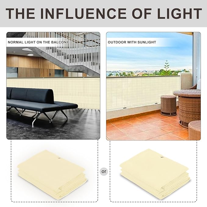 LOVE STORY Custom Size 3'x2' Butter Cream Balcony Privacy Screen,UV Block Privacy Fence Screen,90% Shield for Outdoor Pool Garden Apartment Railing