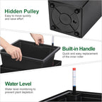Garvee 30" Tall Planters Set of 2, Outdoor＆Indoor Black Planter Pots, High Front Porch Planter Pots with Drainage Holes＆Water Level Monitor＆Inner Bucket,Black