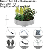 Galvanized Metal Planter Raised Garden Bed Kit for Gardening Outdoor Garden Box Raised Flower Bed 2PC Gray 2X2X1FT