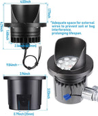 LEONLITE Dia. 4 Inch Well Lights Landscape LED In Ground, Shielded Top, 3000K Warm White, 12-24V AC/DC CRI90 Low Voltage Garden Landscaping, Black Aluminum Housing, Pack of 6
