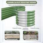 Galvanized Raised Garden Bed - 4x2x1.4FT Metal Planter Boxes Outdoor | Oval Steel Raised Bed Kit for Gardening with Protective Tape, Gloves for Vegetables, Flower, Herb (Green)