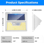 Peasur Solar Lights Outdoor Motion Sensor Waterproof, 1Pack 140LED White Solar Powered Fence Lights, 3 Modes Security Wall Lights for Garden Yard Outside Warm